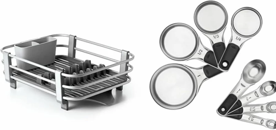 OXO Good Grips Premium Aluminum Dish Rack - Space-Saving, Durable Gray Kitchen Drying Rack