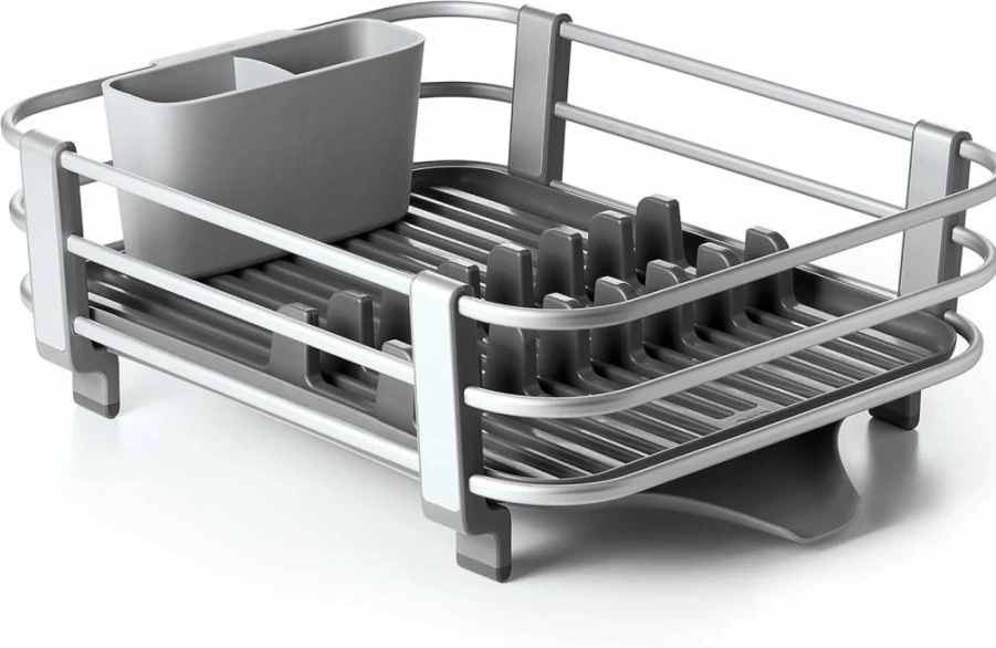 OXO Good Grips Premium Aluminum Dish Rack - Space-Saving, Durable Gray Kitchen Drying Rack