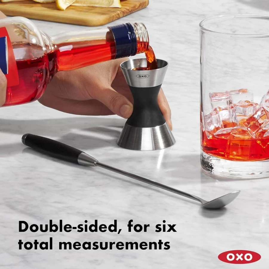 OXO Stainless Steel Double-Sided Jigger for Cocktail and Bartending - Precise Measuring Cup with Dual Capacity by OXO