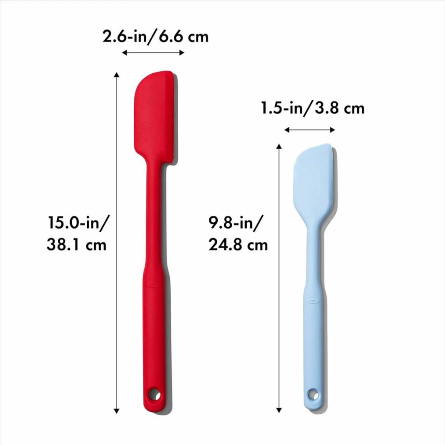 OXO Good Grips 2-Piece Silicone Spatula Set - Heat-Resistant, BPA-Free Kitchen Utensils (Red/Seltzer)