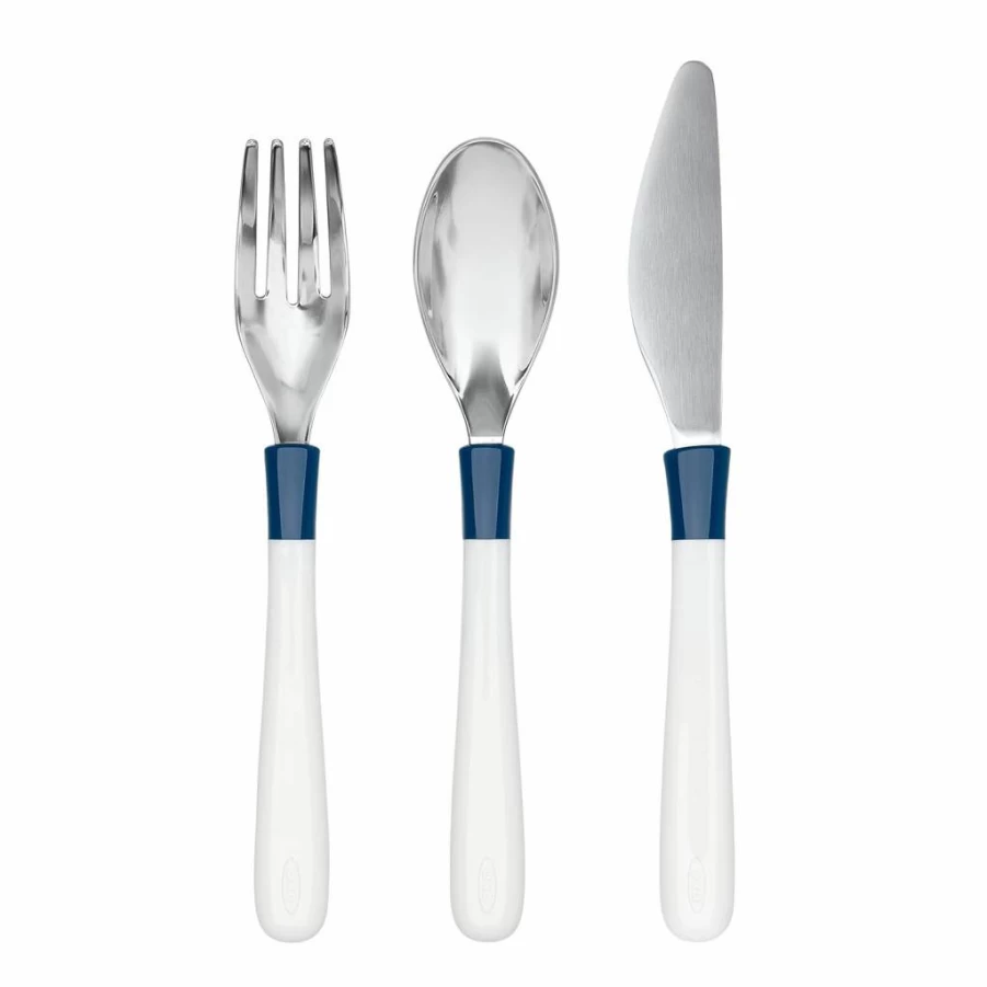 OXO Tot Kids Cutlery Set - Ergonomic Utensils for Toddlers & Big Kids, Navy, 4-Piece