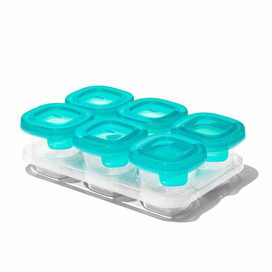 OXO Tot 6-Pack 2Oz Teal Silicone Baby Food Storage Containers for Freshness & Convenience