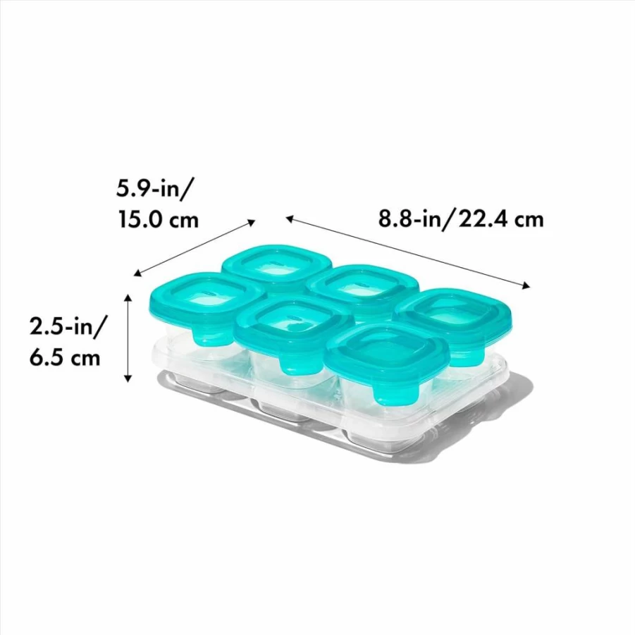 OXO Tot 6-Pack 2Oz Teal Silicone Baby Food Storage Containers for Freshness & Convenience