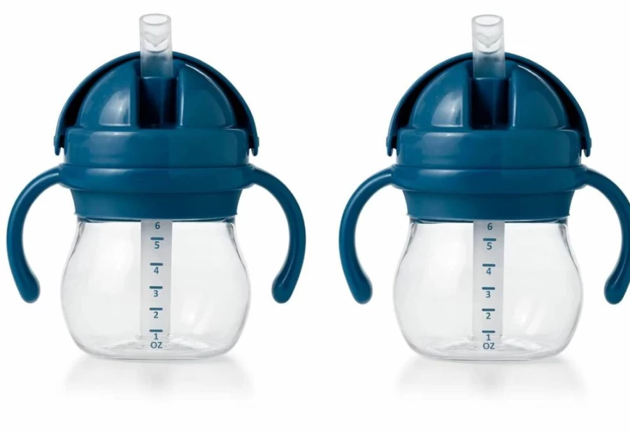 OXO Tot 6oz Straw Cup with Handles - 2 Pack, Opal & Blossom, BPA-Free Sippy Cup for Toddlers