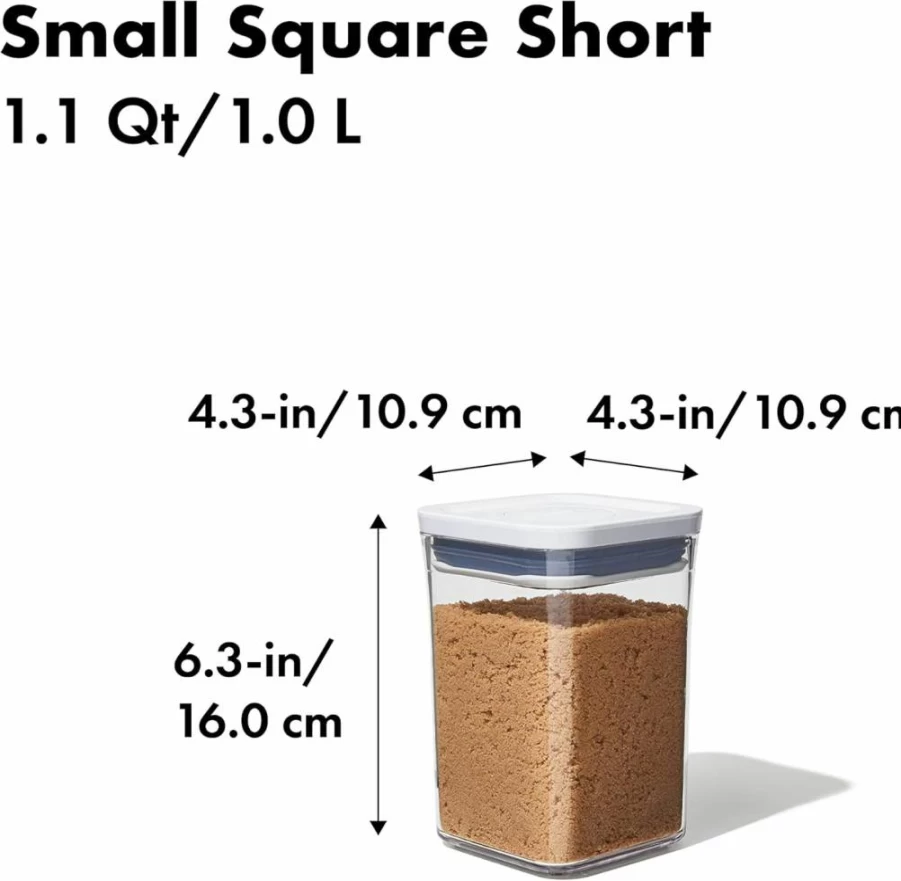 OXO Airtight Food Storage Container - Mini 0.2 Qt Square Pop Container for Spices, Herbs & Dry Goods