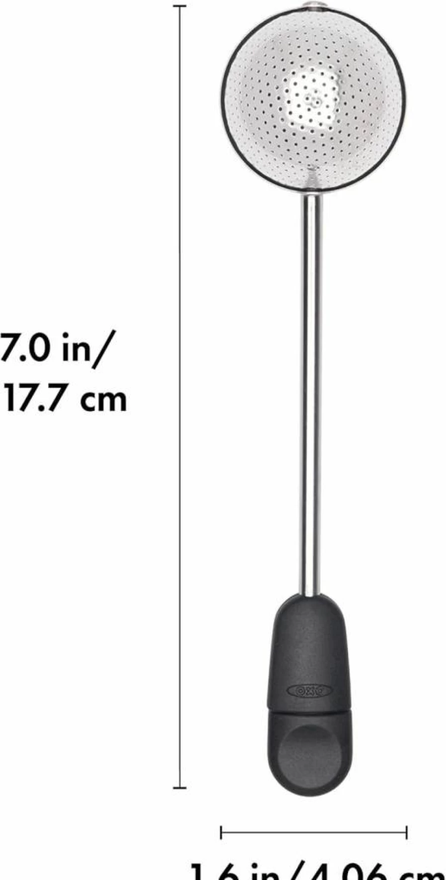 OXO Brew Twisting Tea Ball Infuser - Stainless Steel Loose Leaf Tea Strainer with Rotating Handle for Easy Cleaning