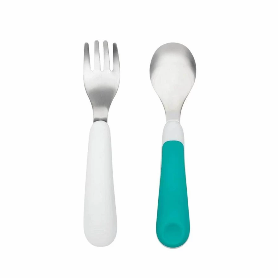 OXO Tot Baby Feeding Spoon and Fork Set - Ergonomic Toddler Utensils, Dusk Color