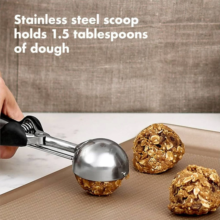 OXO Medium Cookie Scoop - Black and Silver Dough Scooper by OXO Good Grips