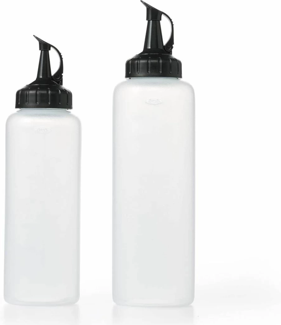 OXO Good Grips Medium Chef's Squeeze Bottles - 5 Pack, BPA-Free Kitchen Condiment Dispensers for Sauces, Oils & Dressings