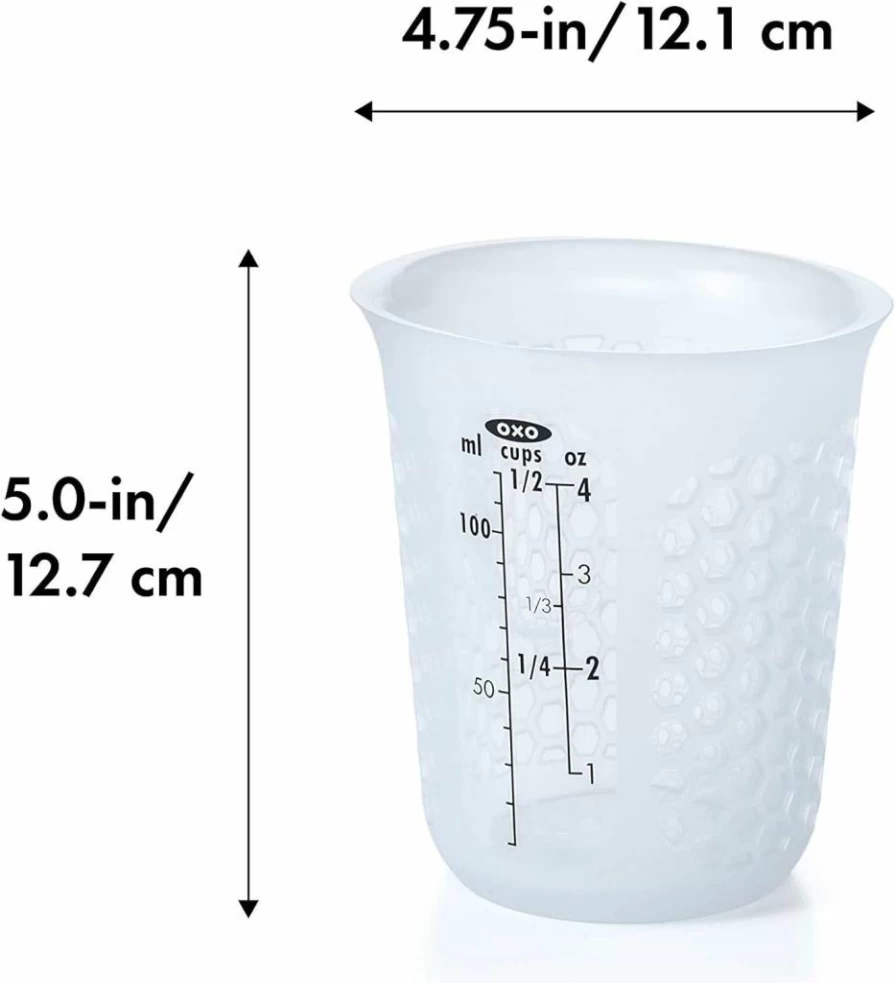 OXO 3-Piece Silicone Squeeze & Pour Measuring Cup Set – Flexible, Durable, BPA-Free (Blue)