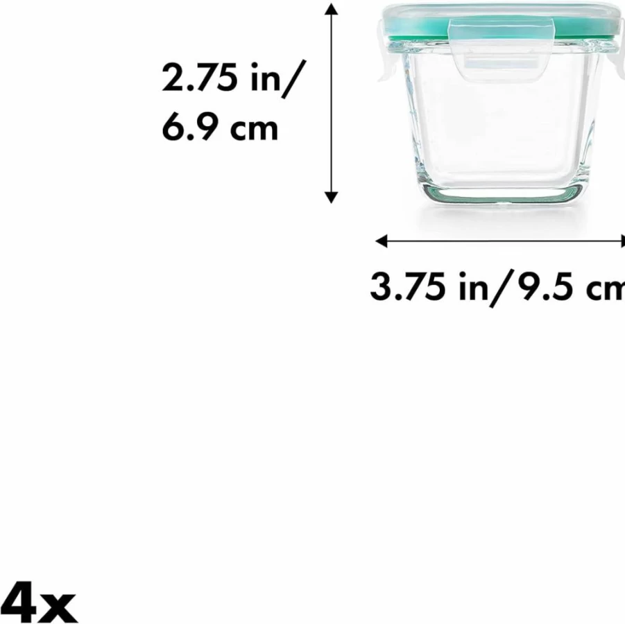 OXO Good Grips 4-Piece Leakproof Mini Glass Food Storage Containers with Smart Seal Lids