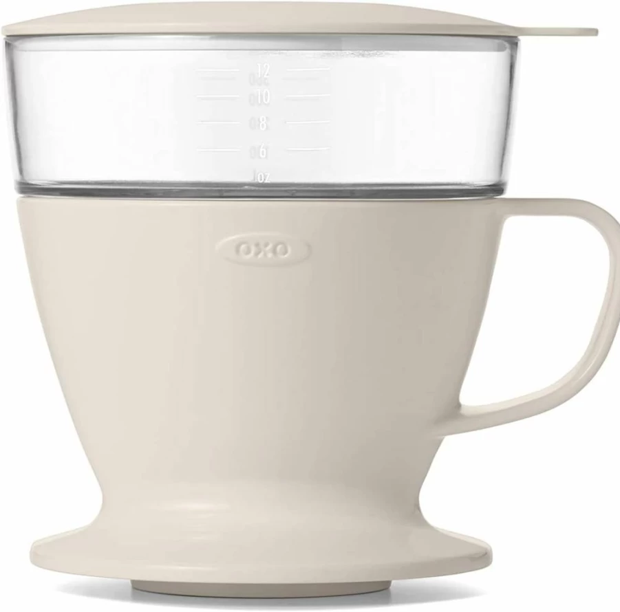 OXO White Single Serve Pour-Over Coffee Maker - 12 oz Compact Dripper for Fresh Brew