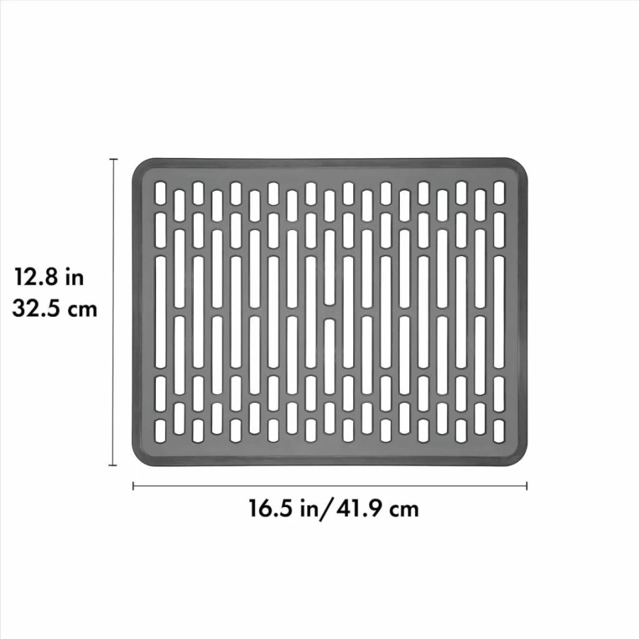 OXO Good Grips Small Silver Silicone Sink Mat - Non-Slip Drain Cover for Kitchen & Bathroom