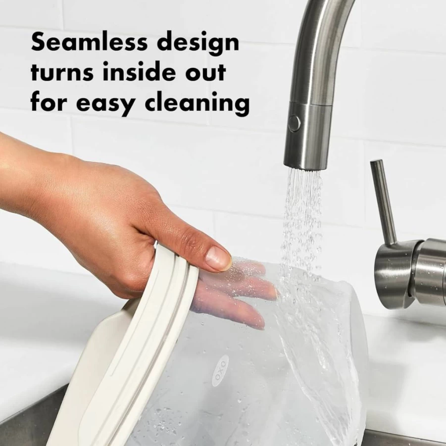 OXO Good Grips 1 Gallon (128 Oz) Reusable Silicone Storage Bag - Eco-Friendly, Airtight, Freezer & Dishwasher Safe - Oat Color