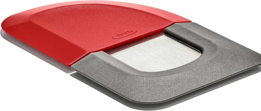 OXO 3-in-1 Outdoor Kitchen Squeegee, Scraper, and Cleaner Tool - Red/Grey Heavy Duty Multi-Surface Brush for Grills, Windows, and Decks