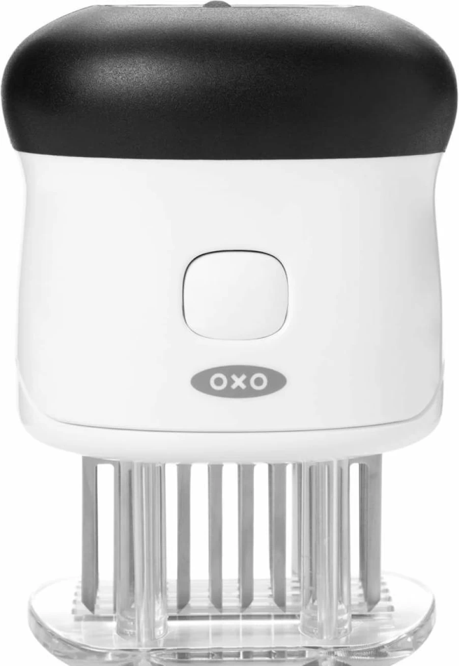 OXO Good Grips Stainless Steel Bladed Meat Tenderizer - Easy Clean Kitchen Tool with Non-Slip Handle, White