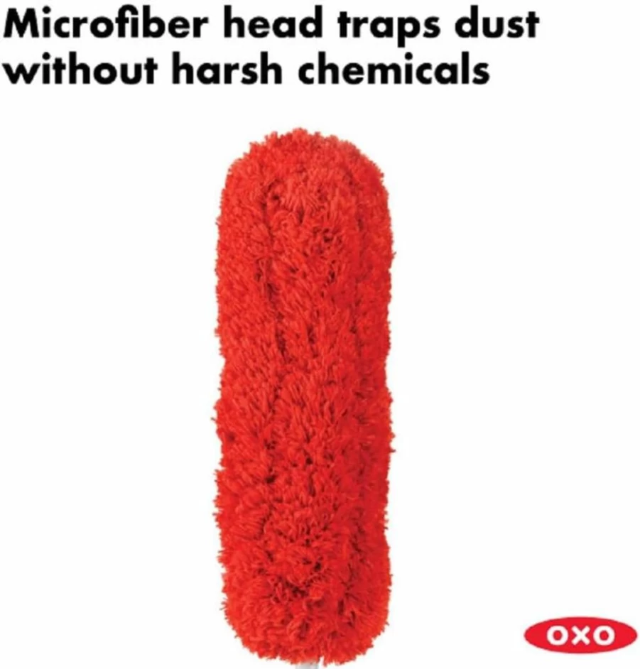 OXO Good Grips Microfiber Hand Duster for Dusting - Lightweight, Ergonomic Handle, Washable Cleaning Tool for Home and Car