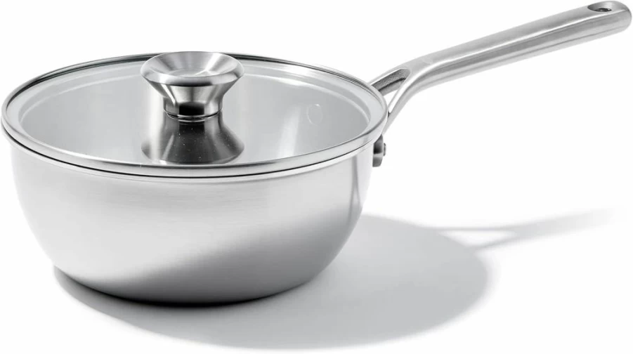 OXO Mira Tri-Ply Stainless Steel Saucepan Set, 1.5Qt & 3Qt, Induction Compatible, Multi-Clad Construction, Dishwasher Safe, Includes Lids