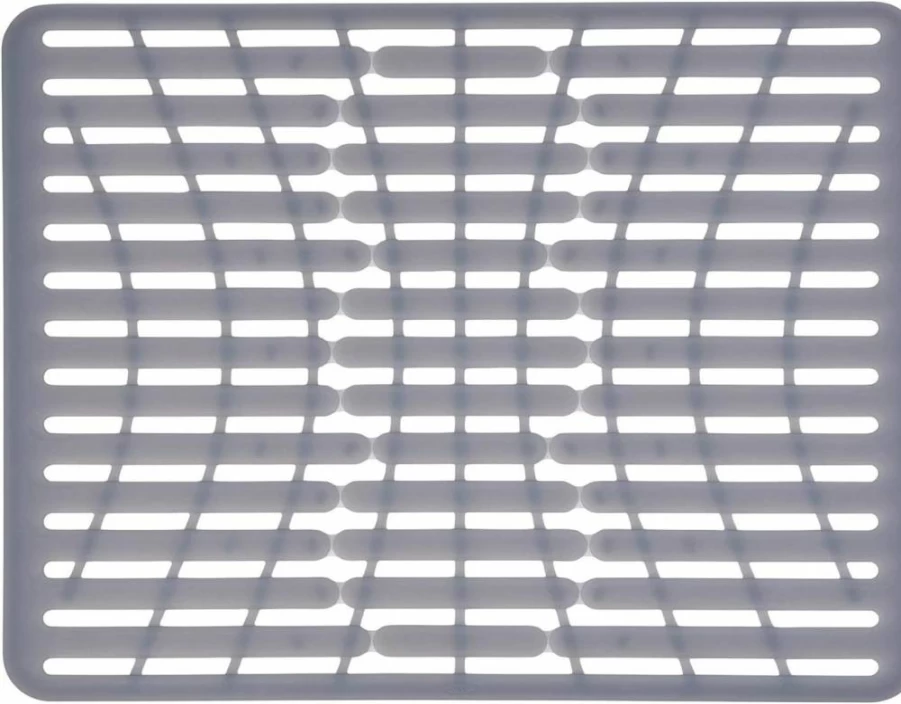 OXO Good Grips Large Silver Silicone Sink Mat - Durable Non-Slip Drain Cover for Kitchen Sink Protection