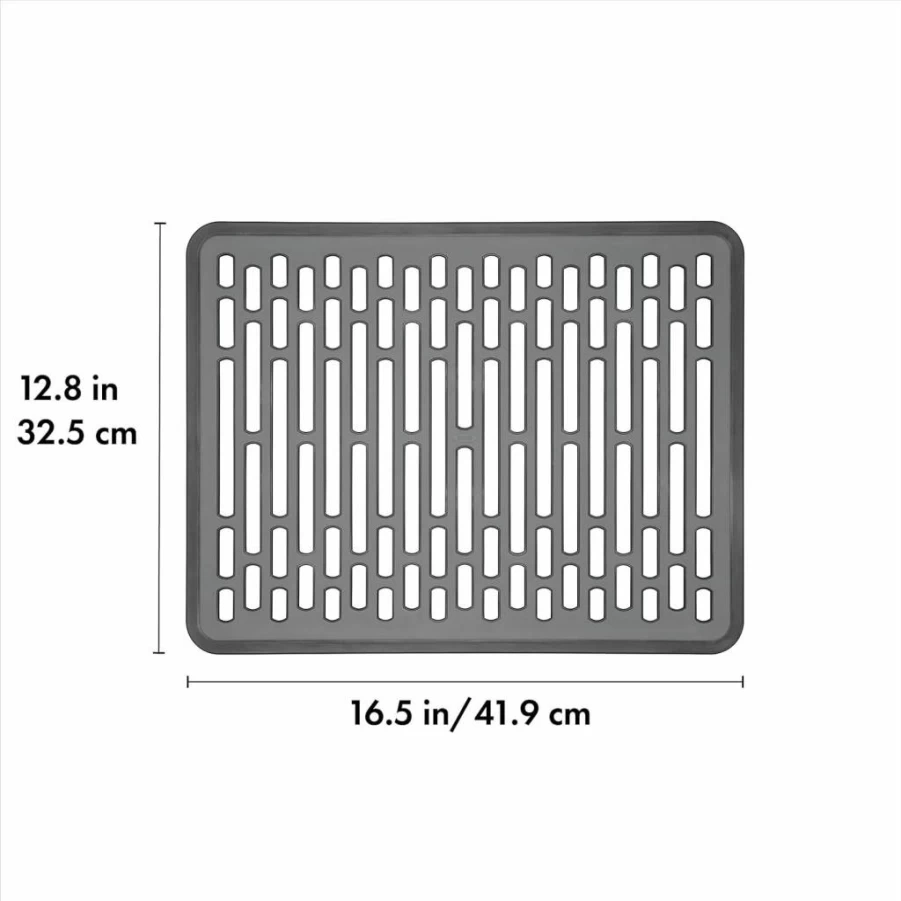 OXO Good Grips Large Silver Silicone Sink Mat - Durable Non-Slip Drain Cover for Kitchen Sink Protection