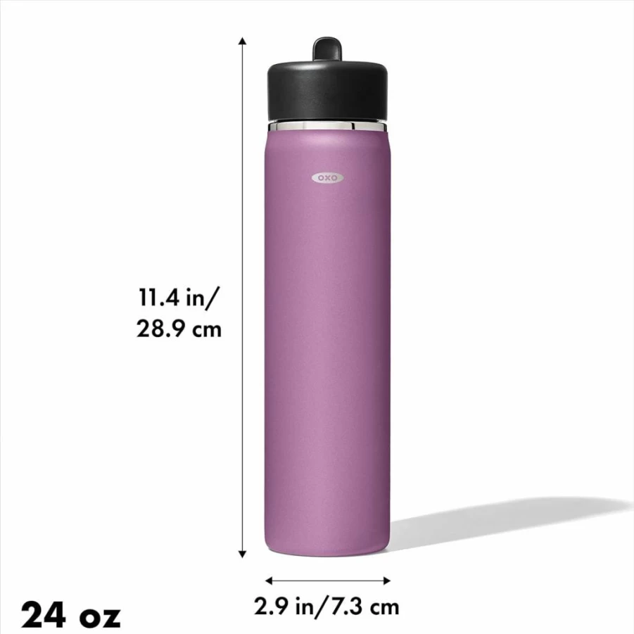 OXO Strive 24oz Wide Mouth Water Bottle with Straw Lid, Leak-Proof & BPA-Free, Aquamarine Sport Drinkware for Gym & Outdoor Activities