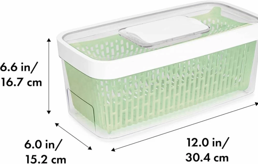 OXO Good Grips Greensaver Herb Keeper - 1.8 Quart Fresh Produce Container for Herbs, Vegetables, Long-Lasting Storage, BPA-Free, Compact Fridge Organizer