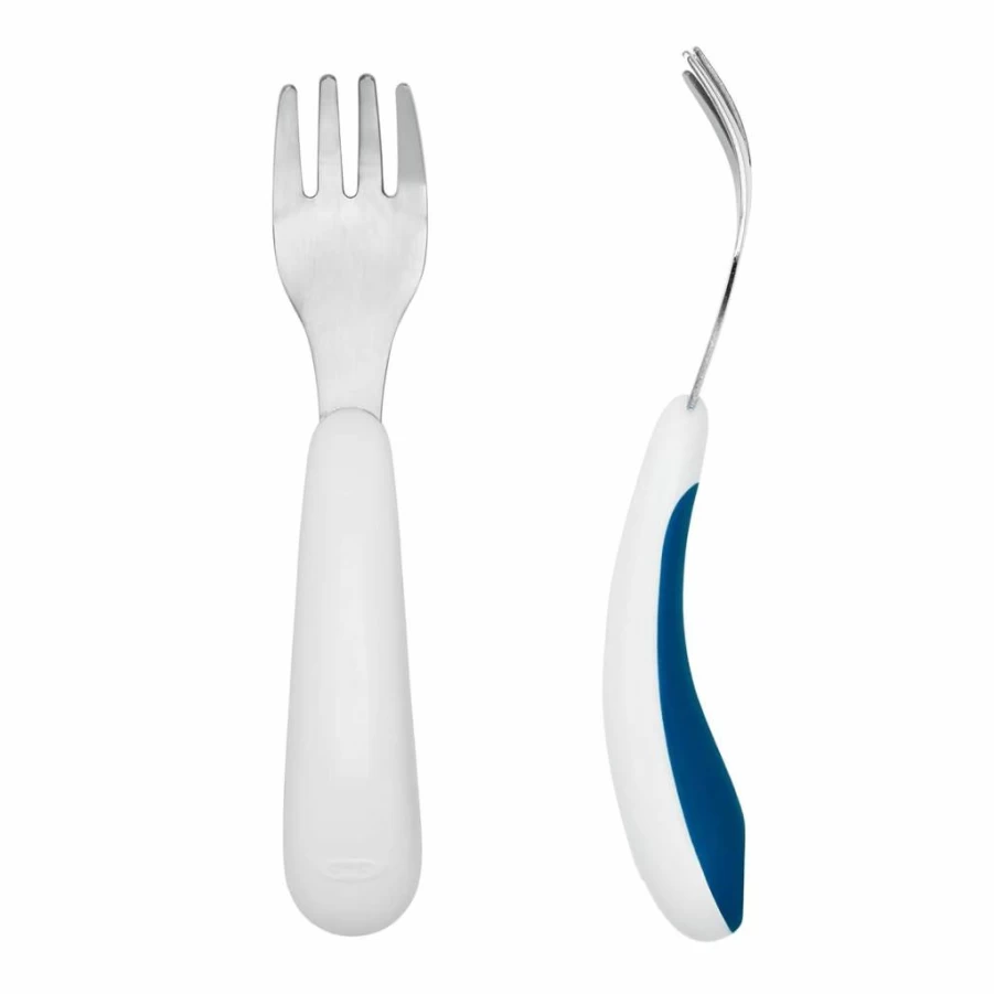 OXO Tot Travel Fork and Spoon Set for Kids - Portable Baby Utensils, Blossom Pink