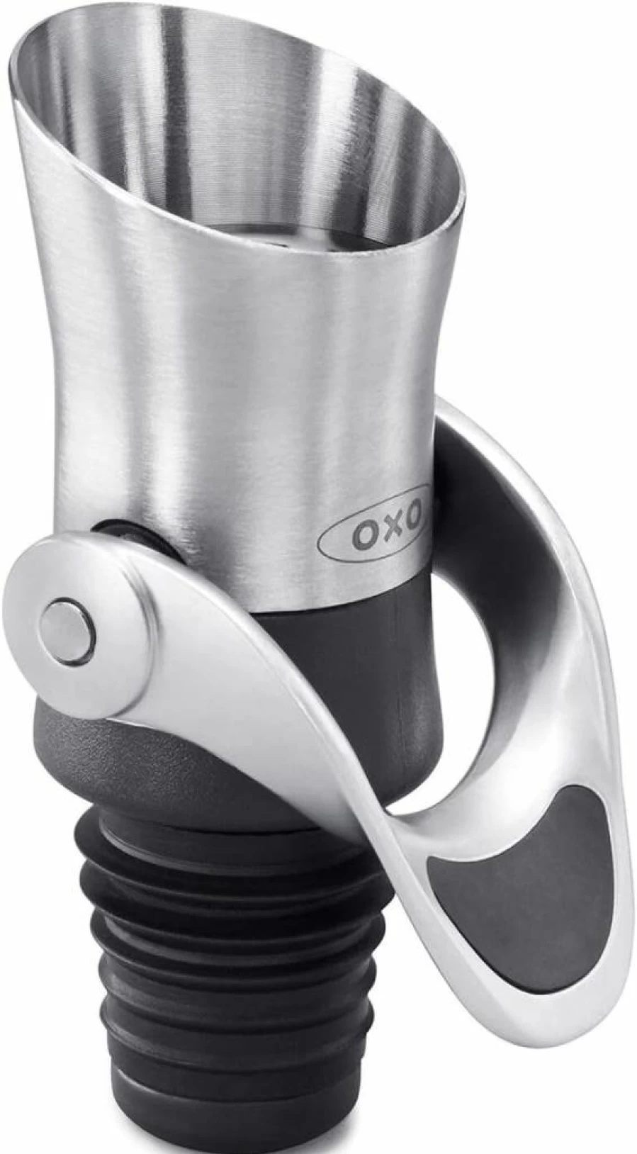 OXO Stainless Steel Wine Stopper and Pourer - Airtight Seal, Drip-Free Pouring Spout