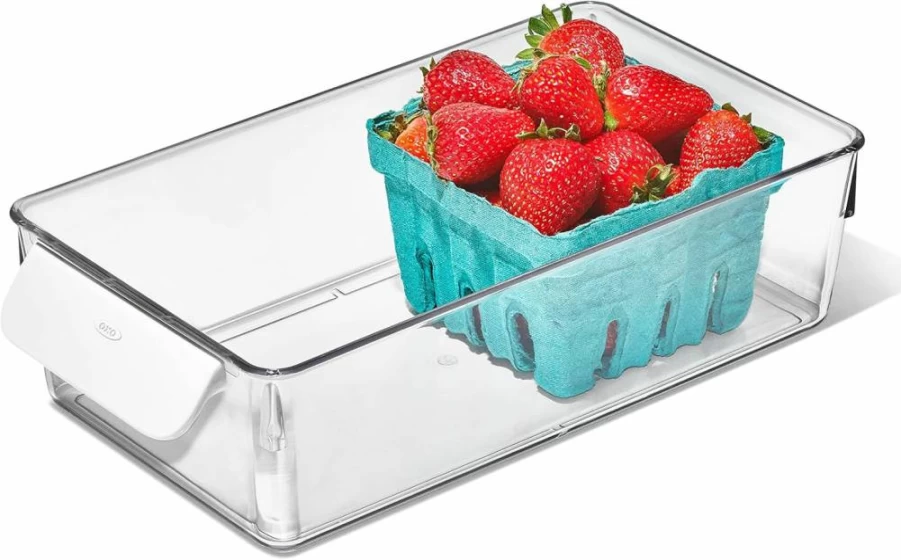 OXO Good Grips Refrigerator Storage Bin - 5" x 14" Organizer for Yogurt, Berries, Produce & Small Items