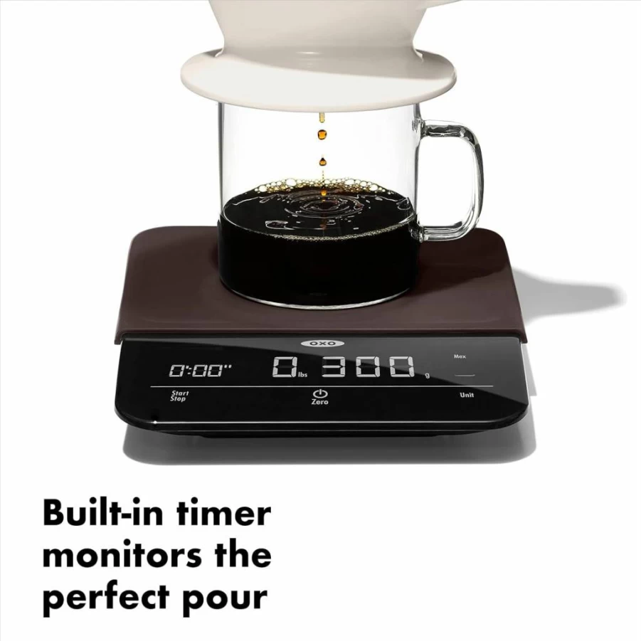 OXO Precision Coffee Scale with Timer - 6 lb Capacity, Black - Brew Perfect Coffee Every Time