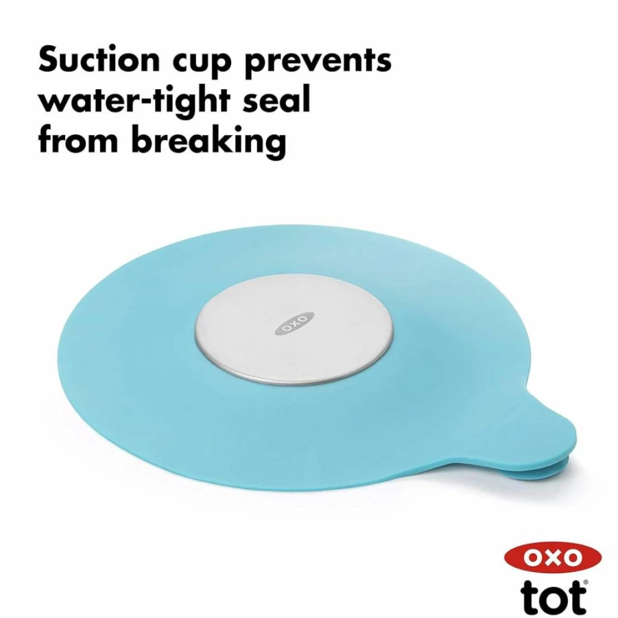 OXO Tot Baby Bathtub Drain Stopper in Aqua Color for Safe and Easy Bath Time