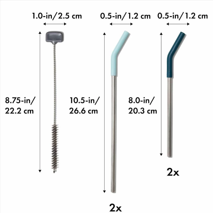 OXO Good Grips Collapsible Reusable Straw with Travel Case - BPA-Free, Portable Drinking Straw for On-the-Go