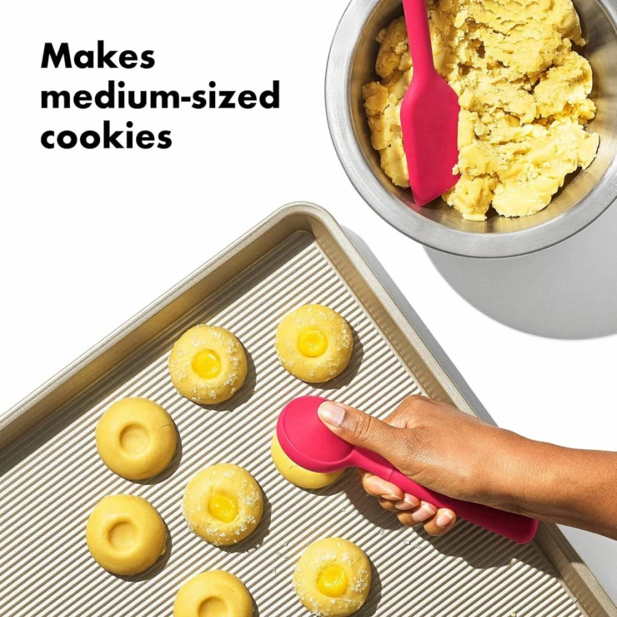 OXO Medium Cookie Scoop & Small Spatula Set - Red Silicone Baking Tools by OXO Good Grips