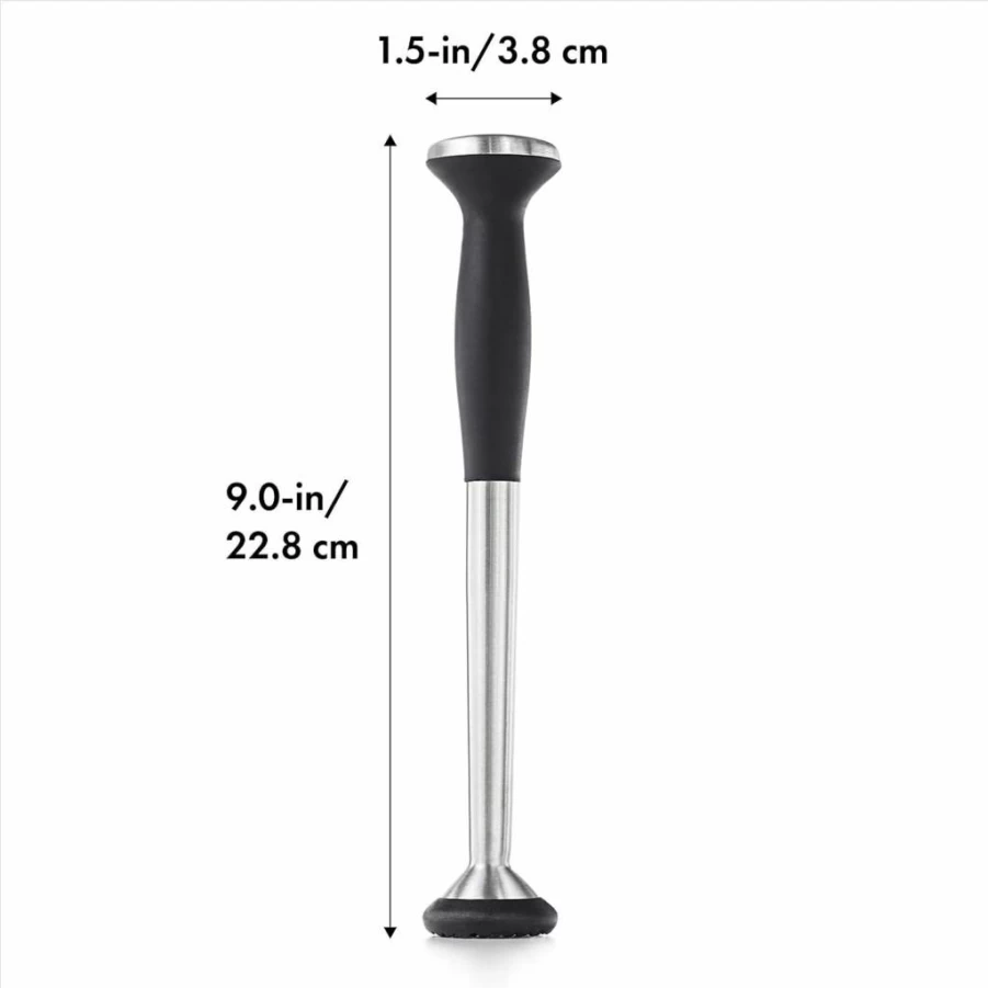 OXO 9-Inch Silver Steel Muddler with Non-Scratch Nylon Head & Non-Slip Grip