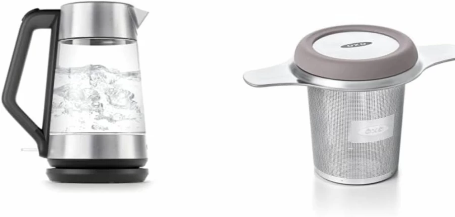 OXO 1.75L Cordless Electric Glass Kettle - Fast Boiling, Stainless Steel Base, BPA-Free, Easy Pour Coffee & Tea Kettle