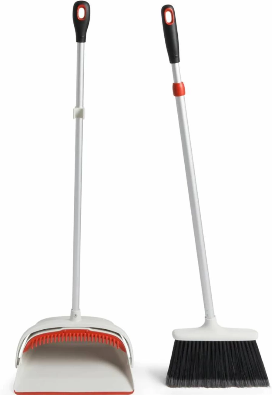 OXO Good Grips Extendable Broom with Large Sweep Set, Adjustable 8.5" to 12" Width