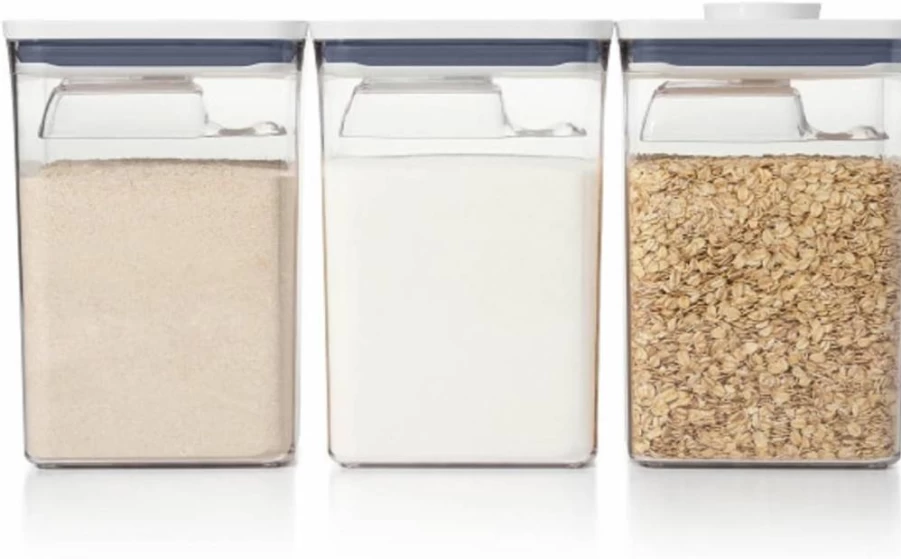 OXO Good Grips 6-Piece Large Canister Set with Lids and Scoops - 4.4 Qt Airtight Food Storage Containers, BPA-Free, White