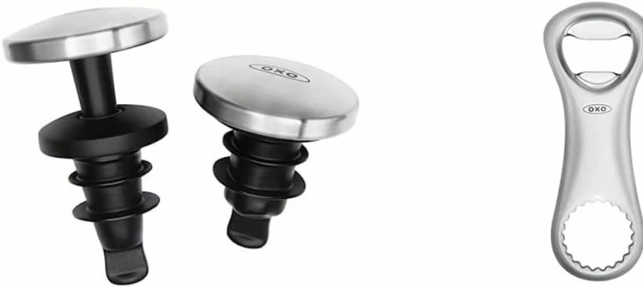 OXO Steel Expanding Wine Stoppers, Set of 2 – Airtight Seal for Wine Bottles