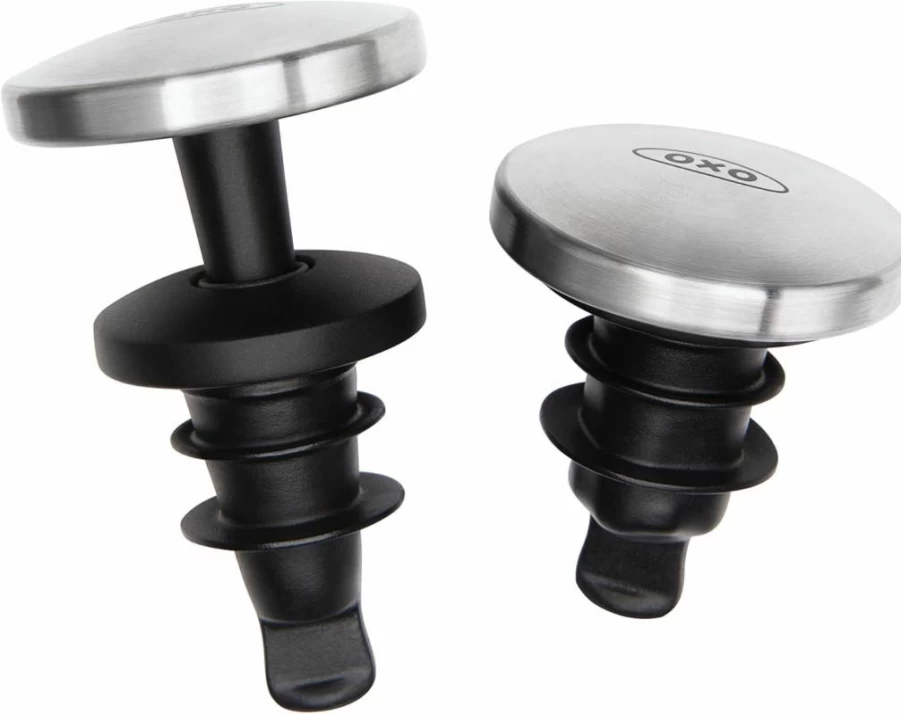 OXO Steel Expanding Wine Stoppers, Set of 2 – Airtight Seal for Wine Bottles