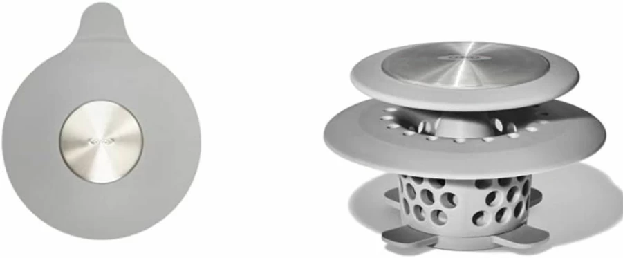 OXO Stainless Steel & Silicone Bathtub Drain Stopper - Grey - OXO Good Grips Bath Plug for Sink & Tub