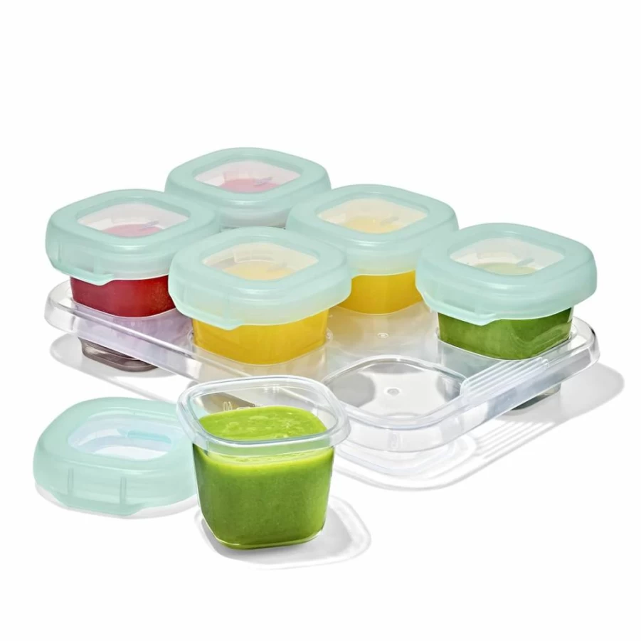 OXO Tot 2 oz Baby Food Freezer Storage Containers - BPA-Free, Stackable, Teal Baby Blocks for Puree & Snacks