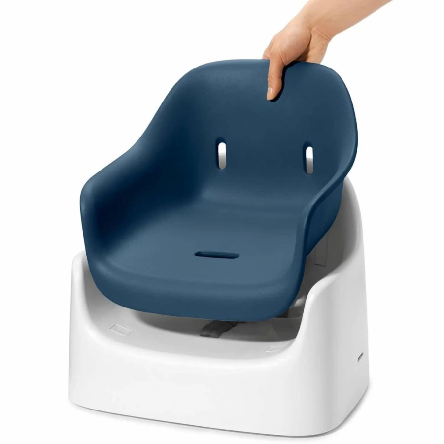 OXO Tot Baby Nest Booster Seat with Removable Navy Cushion for High Chairs – Portable & Adjustable Feeding Chair
