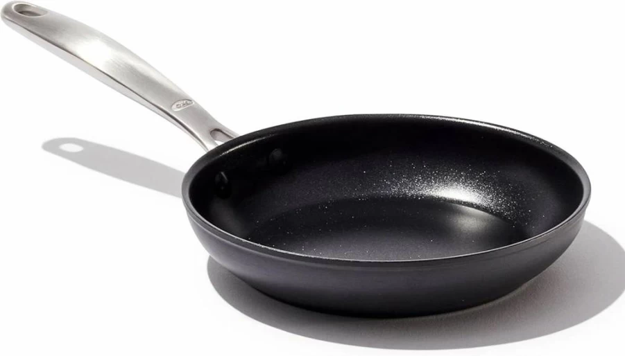 OXO 12-Inch Nonstick Frying Pan with Glass Lid - PFAS-Free Ceramic Coating, Hard Anodized Aluminum, Stainless Steel Handle, Oven & Dishwasher Safe, Black Skillet