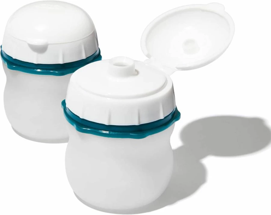 OXO Leakproof Silicone Squeeze Bottles - 2 Pack, White, Prep & Go Kitchen Essentials by OXO Good Grips