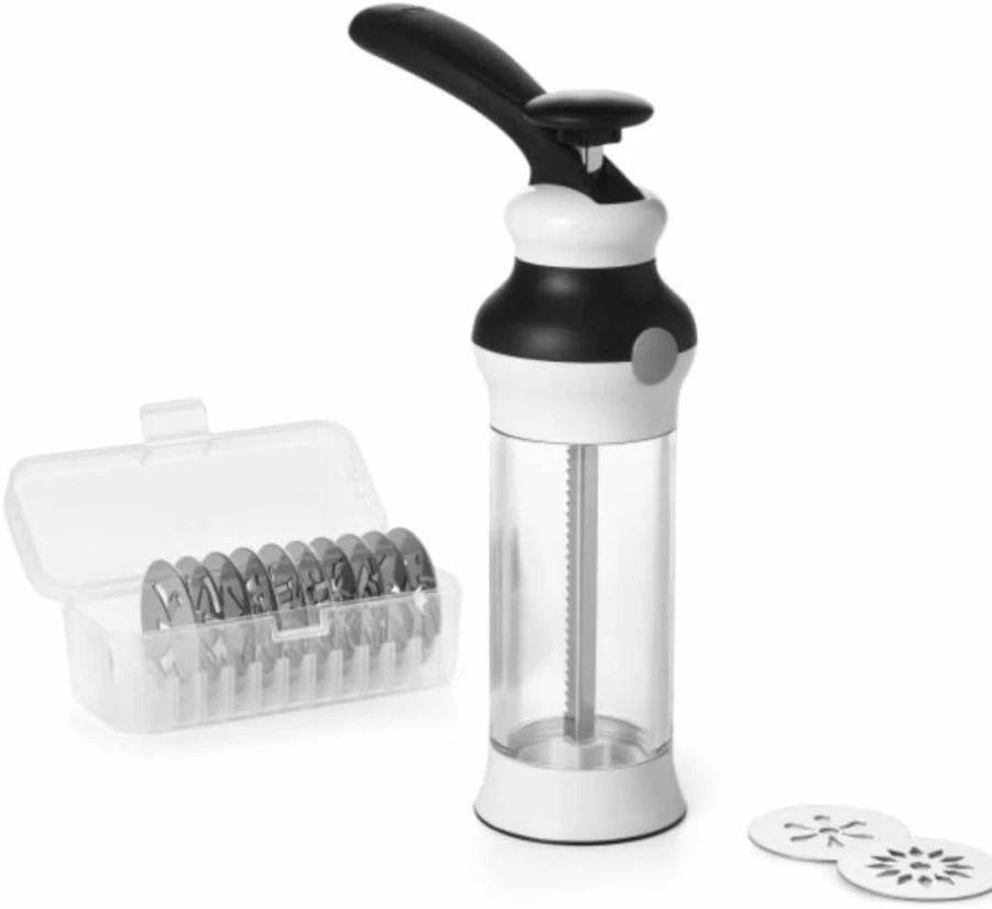 OXO 14-Piece Cookie Press Set - Stainless Steel Decorating Kit with Discs & Recipes by OXO Good Grips