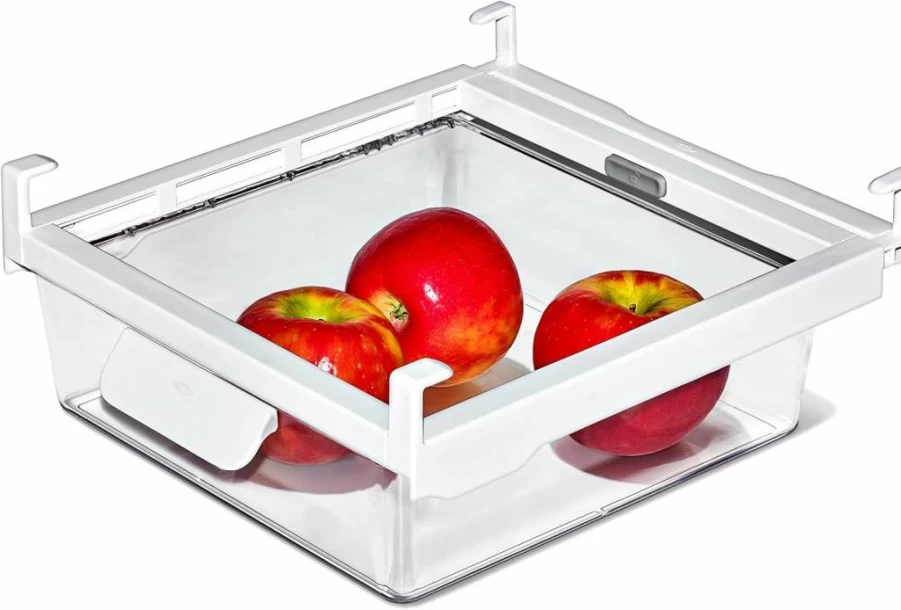 OXO Good Grips Clear Refrigerator Undershelf Drawer - 10 Inch Organizer for Deli Meats, Cheese, Fruits & Vegetables