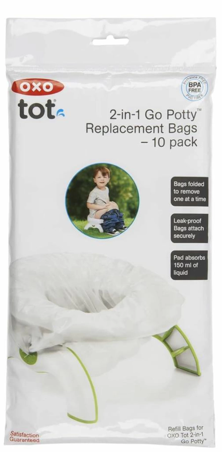 OXO Tot 2-in-1 Go Potty Refill Bags, 10-Pack Portable Toddler Training Toilet Liners