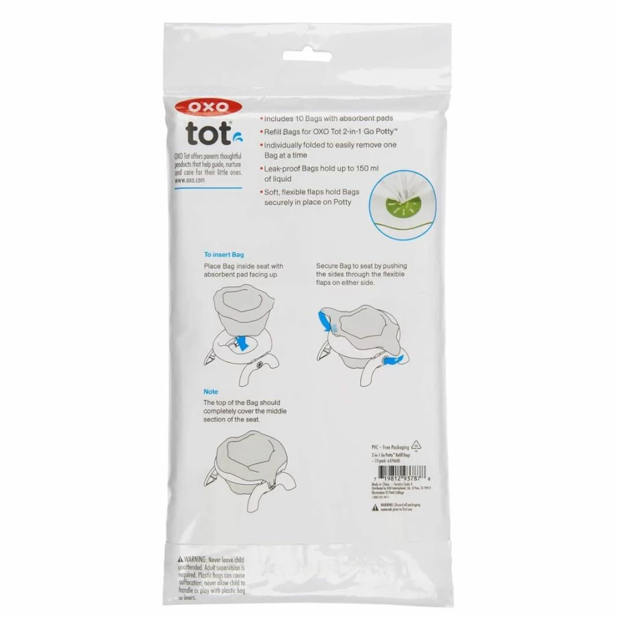 OXO Tot 2-in-1 Go Potty Refill Bags, 10-Pack Portable Toddler Training Toilet Liners