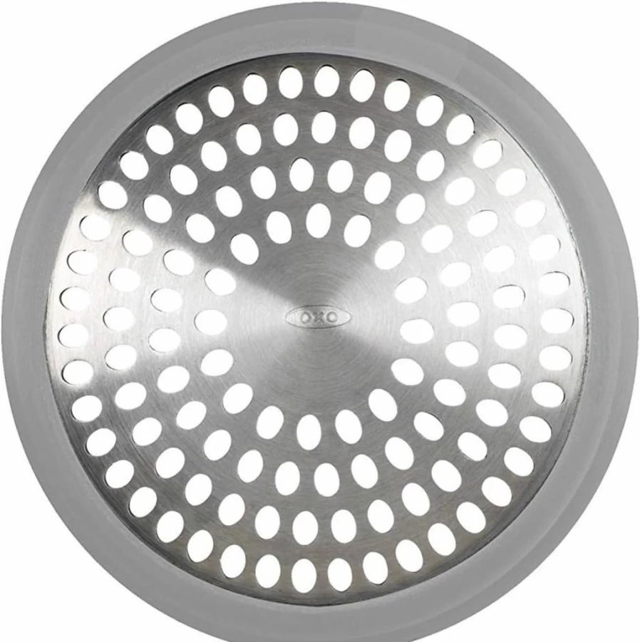 OXO Bathtub Drain Protector - Stainless Steel Mesh Strainer with Secure Suction Cups by OXO Good Grips