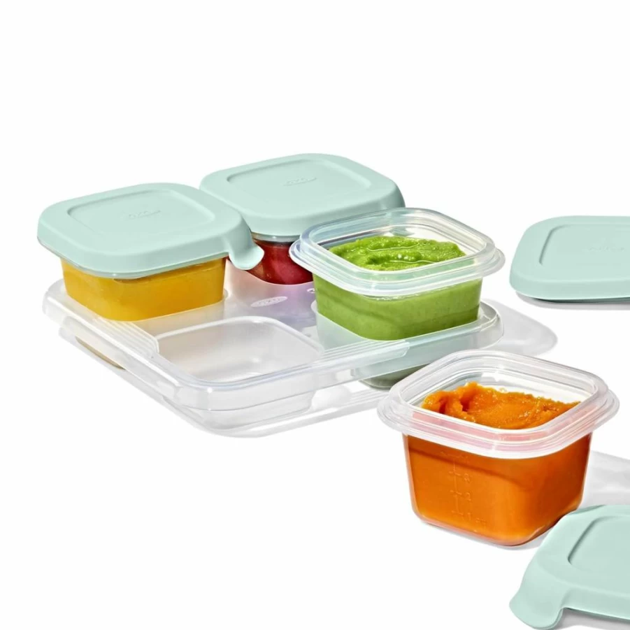 OXO Tot 4-Pack 4Oz Teal Silicone Baby Food Storage Containers for Freshness & Convenience